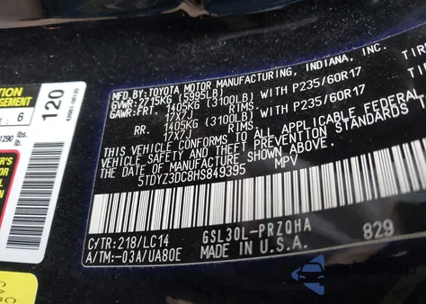 2017 Toyota Sienna Xle 8 Passenger из США, поврежденный, VIN 5TDYZ3DC8HS849395